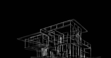 Mimari sanat konseptinde soyut çizgiler, minimum geometrik şekiller. 