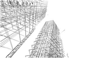 Mimari sanat konseptinde soyut çizgiler, minimum geometrik şekiller. 