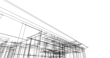 Mimari sanat konseptinde soyut çizgiler, minimum geometrik şekiller. 