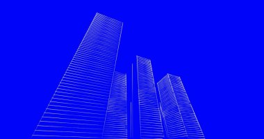 Arkaplanda mimari bina 3d illüstrasyon