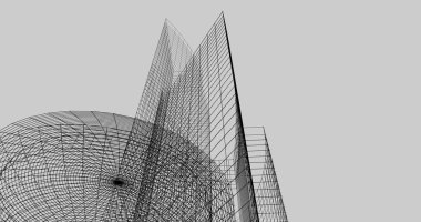 Mimari sanat konseptinde soyut çizgiler, minimum geometrik şekiller. 