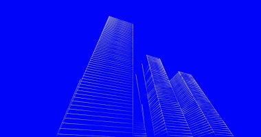 Arkaplanda mimari bina 3d illüstrasyon