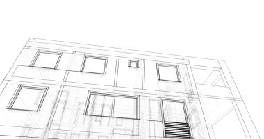 Mimari sanat konseptinde soyut çizgiler, minimum geometrik şekiller. 