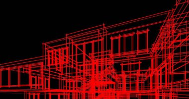 Arkaplanda mimari bina 3d illüstrasyon