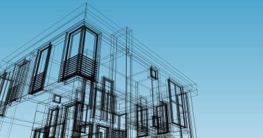 Mimari sanat konseptinde soyut çizgiler, minimum geometrik şekiller. 