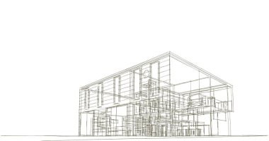 Arkaplanda mimari bina 3d illüstrasyon