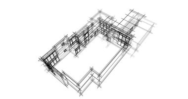 Mimari sanat konseptinde soyut çizgiler, minimum geometrik şekiller. 