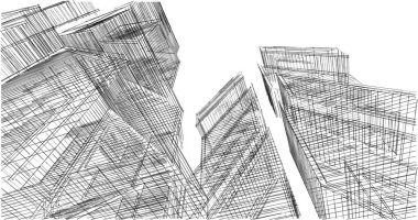 Mimari sanat konseptinde soyut çizgiler, minimum geometrik şekiller. 