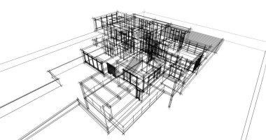 Mimari sanat konseptinde soyut çizgiler, minimum geometrik şekiller. 