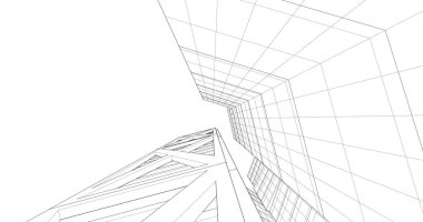 Arkaplanda mimari bina 3d illüstrasyon