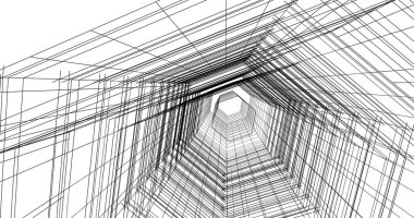 Arkaplanda mimari bina 3d illüstrasyon