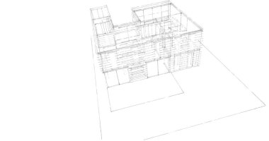 Arkaplanda mimari bina 3d illüstrasyon