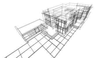 Mimari sanat konseptinde soyut çizgiler, minimum geometrik şekiller. 
