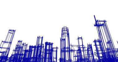 Arkaplanda mimari bina 3d illüstrasyon