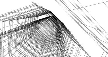 Arkaplanda mimari bina 3d illüstrasyon