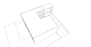 Arkaplanda mimari bina 3d illüstrasyon