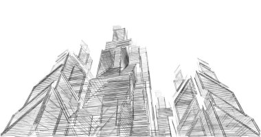 Mimari sanat konseptinde soyut çizgiler, minimum geometrik şekiller. 