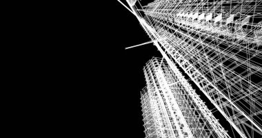 Mimari sanat konseptinde soyut çizgiler, minimum geometrik şekiller. 