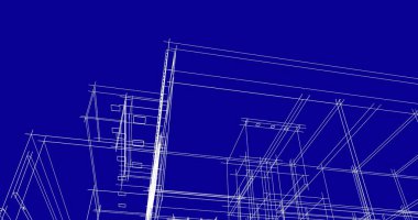 Arkaplanda mimari bina 3d illüstrasyon