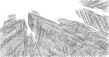 Mimari sanat konseptinde soyut çizgiler, minimum geometrik şekiller. 