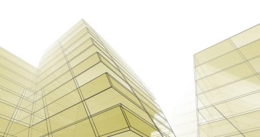 Mimari sanat konseptinde soyut çizgiler, minimum geometrik şekiller. 