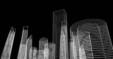 soyut mimari duvar kağıdı tasarımı, dijital konsept arkaplan