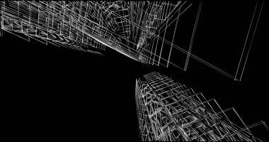 Mimari sanat konseptinde soyut çizgiler, minimum geometrik şekiller. 