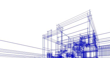 Mimari sanat konseptinde soyut çizgiler, minimum geometrik şekiller. 