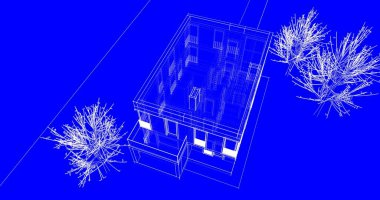 Mimari sanat konseptinde soyut çizgiler, minimum geometrik şekiller. 
