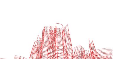 Arkaplanda mimari bina 3d illüstrasyon