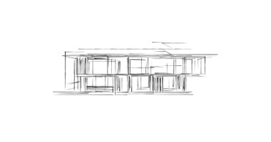 Mimari sanat konseptinde soyut çizgiler, minimum geometrik şekiller. 