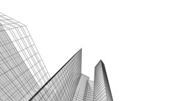 Arkaplanda mimari bina 3d illüstrasyon