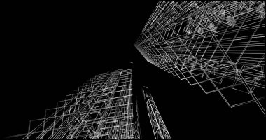 Mimari sanat konseptinde soyut çizgiler, minimum geometrik şekiller. 