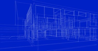 Arkaplanda mimari bina 3d illüstrasyon