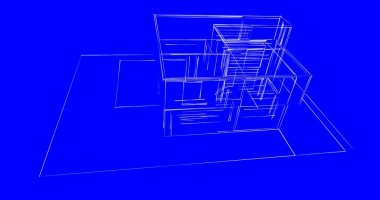 Arkaplanda mimari bina 3d illüstrasyon