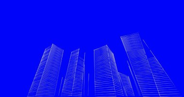 Arkaplanda mimari bina 3d illüstrasyon