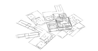 Mimari sanat konseptinde soyut çizgiler, minimum geometrik şekiller. 