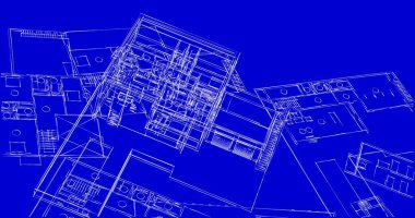 Mimari sanat konseptinde soyut çizgiler, minimum geometrik şekiller. 