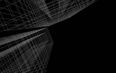 Mimari sanat konseptinde soyut çizgiler, minimum geometrik şekiller. 