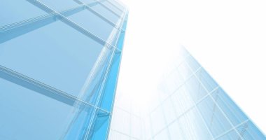 Arkaplanda mimari bina 3d illüstrasyon