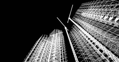 Mimari sanat konseptinde soyut çizgiler, minimum geometrik şekiller. 