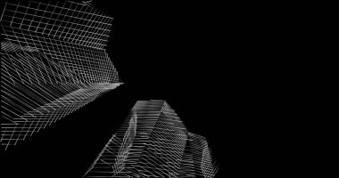 Mimari sanat konseptinde soyut çizgiler, minimum geometrik şekiller. 