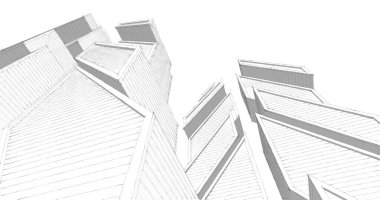 Mimari sanat konseptinde soyut çizgiler, minimum geometrik şekiller. 