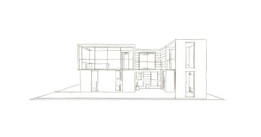 Arkaplanda mimari bina 3d illüstrasyon