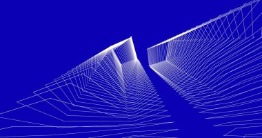 Mimari sanat konseptinde soyut çizgiler, minimum geometrik şekiller. 