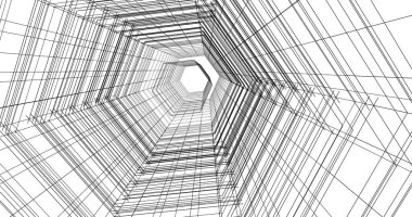 Arkaplanda mimari bina 3d illüstrasyon