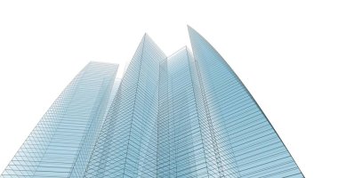 Arkaplanda mimari bina 3d illüstrasyon