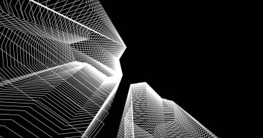 Mimari sanat konseptinde soyut çizgiler, minimum geometrik şekiller. 