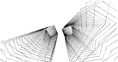 Mimari sanat konseptinde soyut çizgiler, minimum geometrik şekiller. 