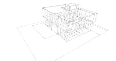 Arkaplanda mimari bina 3d illüstrasyon